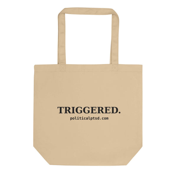 TRIGGERED. organic cotton tote bag product mockup